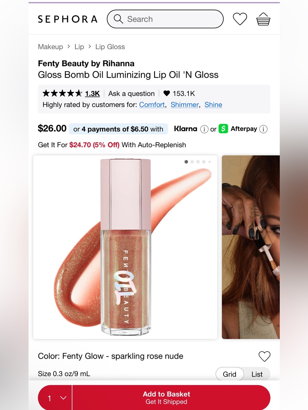 Fenty Beauty Gloss Bomb Lip Oil — Sparkling Rose Nude